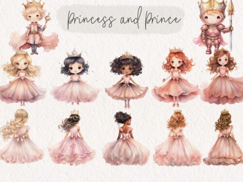 Kit Digital Princesa Rosa Aquarela - Pink Princess (kd)