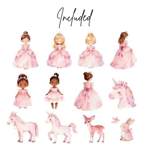 Kit Digital Princesa Rosa Aquarela - Reino Encantado #23