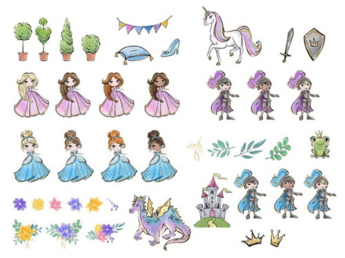 Kit Digital Princesas e Príncipes Aquarela (bs)