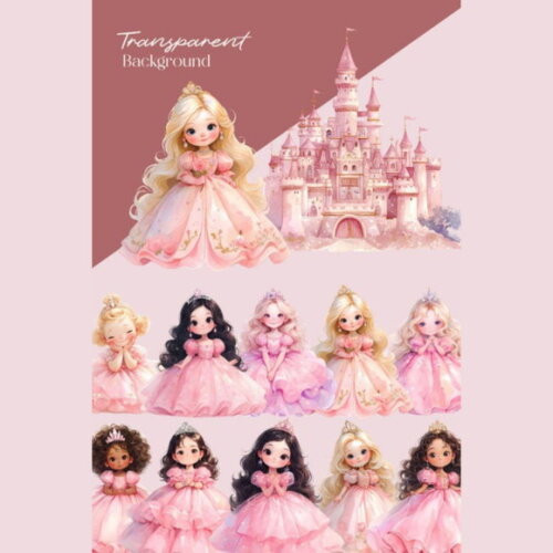 Kit Digital Princesinha Rosa Aquarela
