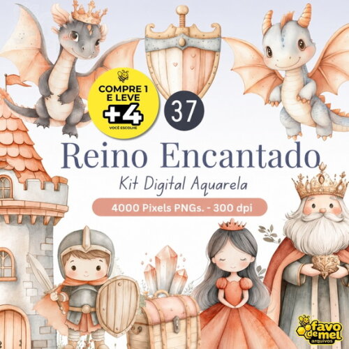 Kit Digital Reino Encantado Aquarela #25