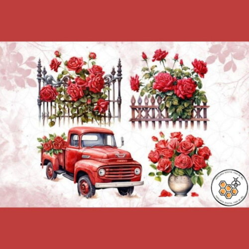 Kit Digital Rosas Vermelhas Vintage - Red Rose Collection
