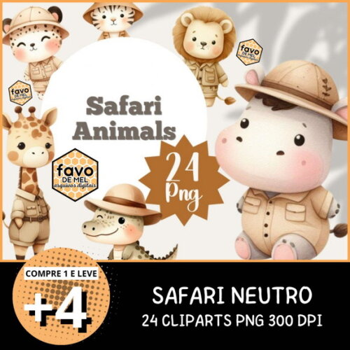 Kit Digital Safari Animals Neutro 3d (cpp)