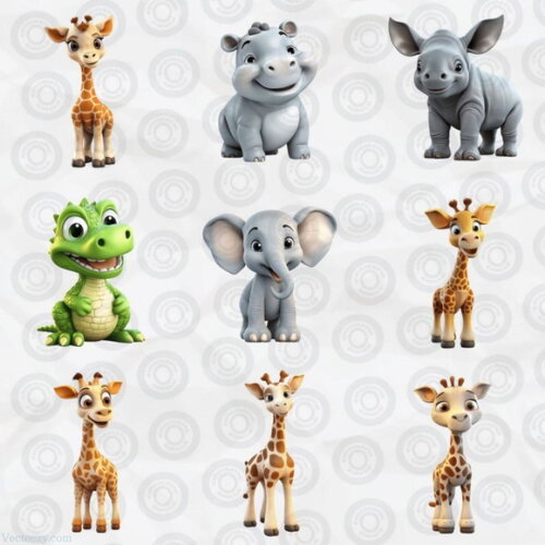 Kit Digital Safari 3d - Cute Safari Animals (cc)