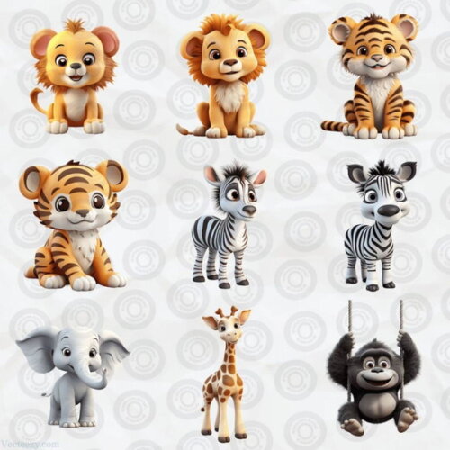 Kit Digital Safari 3d - Cute Safari Animals (cc)