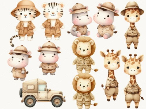 Kit Digital Safari Animals Neutro 3d (cpp)