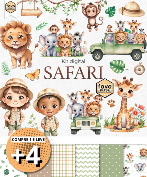 Kit Digital Safari Aquarela (bc)