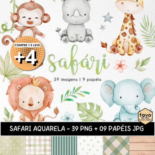 Kit Digital Safari Aquarela 17