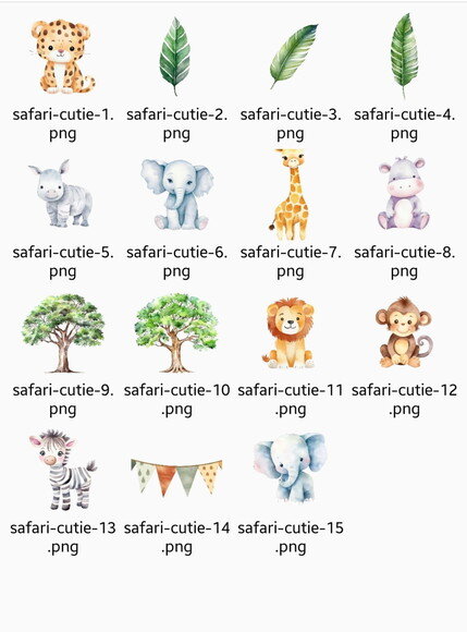 Kit Digital Safari Aquarela Png Premium (dd)