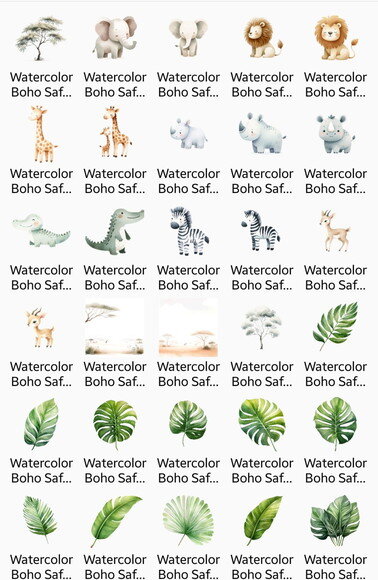 Kit Digital Safari Aquarela Premium - Boho Safari Animals Sd