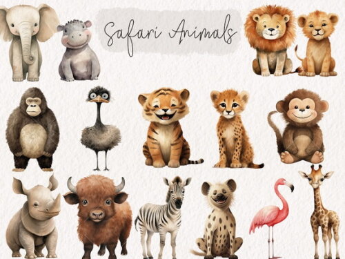 Kit Digital Safari Aquarela Premium - Safari Animals (kd)