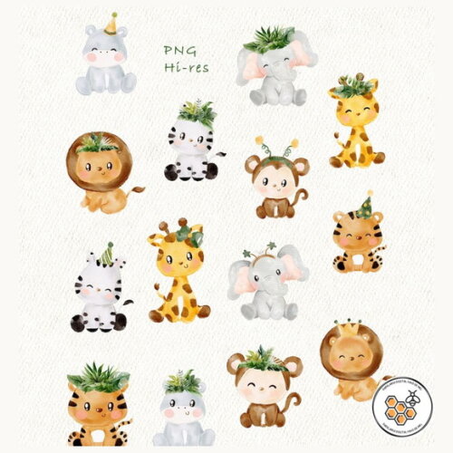 Kit Digital Safari Aquarela Premium - Jungle Party