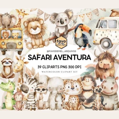 Kit Digital Safari Aventura Aquarela Premium (ccs)