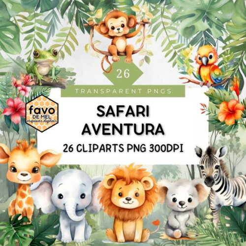 Kit Digital Safari Aventura Aquarela Premium (msp)