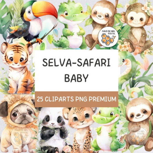 Kit Digital Safari Baby Aquarela 07 - Jungle Babies (hc)