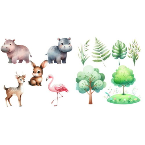 Kit Digital Safari Baby Cute Aquarela 08