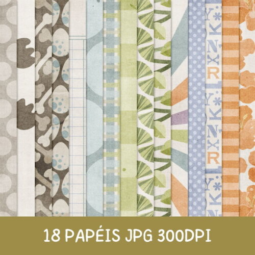 Kit Digital Safari e Dinossauros Scrapbook Rawwr