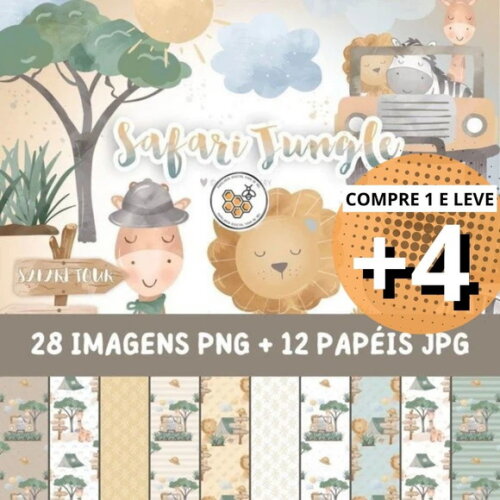 Kit Digital Safari Selva Aquarela #sf09 Safari Jungle