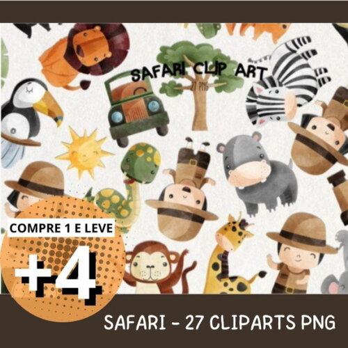 Kit Digital Safari Selva Aquarela #sf007