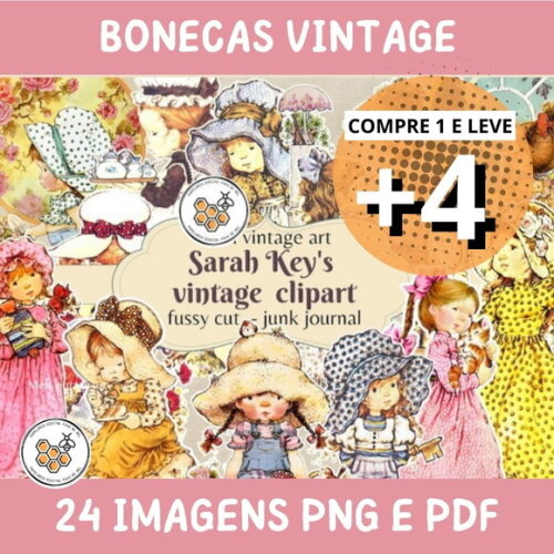 Kit Digital Sarah Key Vintage - Bonecas Sarah Kay