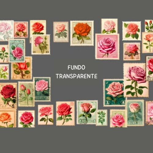Kit Digital Selos Vintage Rosas - Rose Stamps