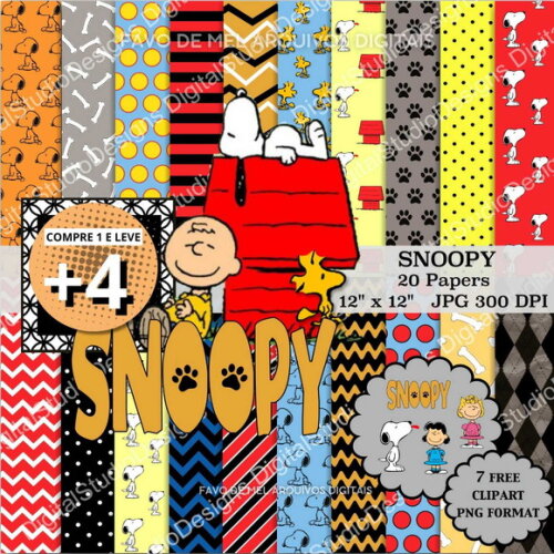 Kit Digital Snoopy com Papéis