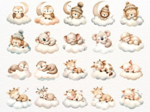 Kit Digital Sonhe Alto Neutro - Sleeping Animals Boho (nca)