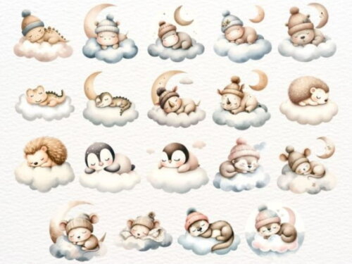 Kit Digital Sonhe Alto Neutro - Sleeping Animals Boho (nca)