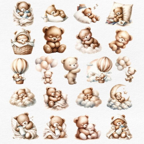 Kit Digital Sonhe Alto Neutro Premium - Sleepy Teddy Bear