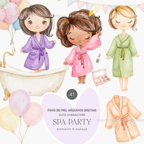Kit Digital Spa Aquarela #4 - Festa Spa Png Premium
