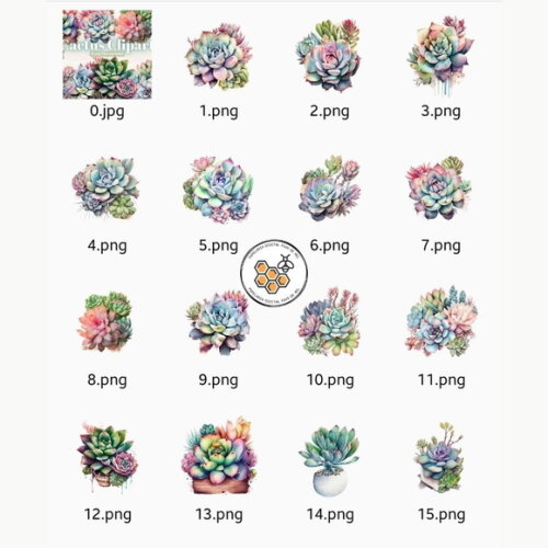 Kit Digital Suculentas Aquarela - Cactus Twd