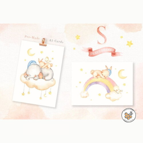 Kit Digital Sweet Dreams - Animais Dormindo Aquarela Premium