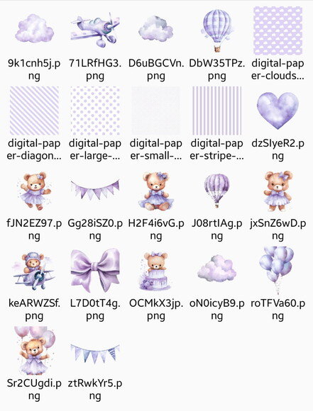 Kit Digital Ursinha Lilás Aquarela Premium -purple Baby Bear