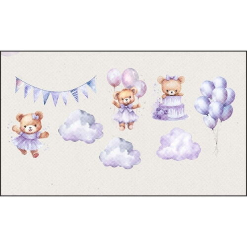 Kit Digital Ursinha Lilás Aquarela Premium -purple Baby Bear