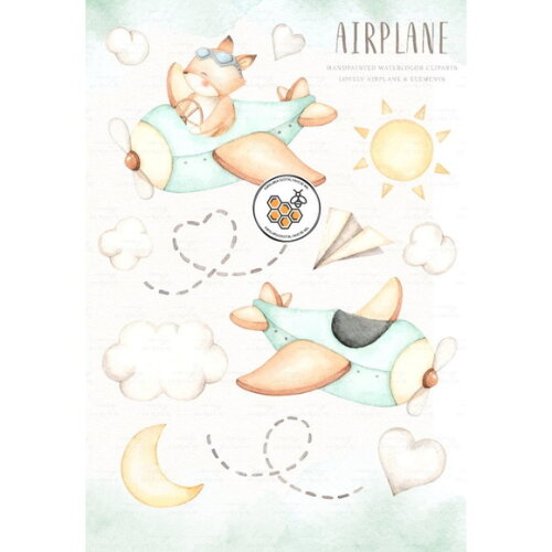 Kit Digital Ursinho Aviador Aquarela Premium