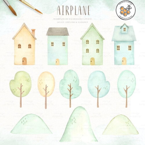 Kit Digital Ursinho Aviador Aquarela Premium
