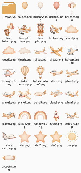 Kit Digital Ursinho Aviador Neutro Aquarela #10 Png Premium
