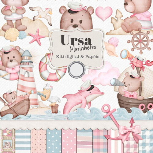 Kit Digital Ursinho Marinheiro Menino e Menina - Combão
