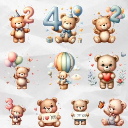 Kit Digital Ursinho Mesversário - Teddy Bears (ddm)