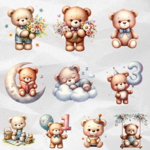 Kit Digital Ursinho Mesversário - Teddy Bears (ddm)