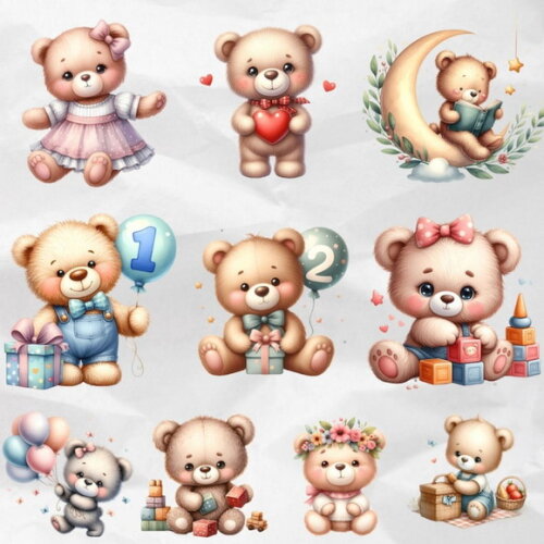 Kit Digital Ursinho Mesversário - Teddy Bears (ddm)