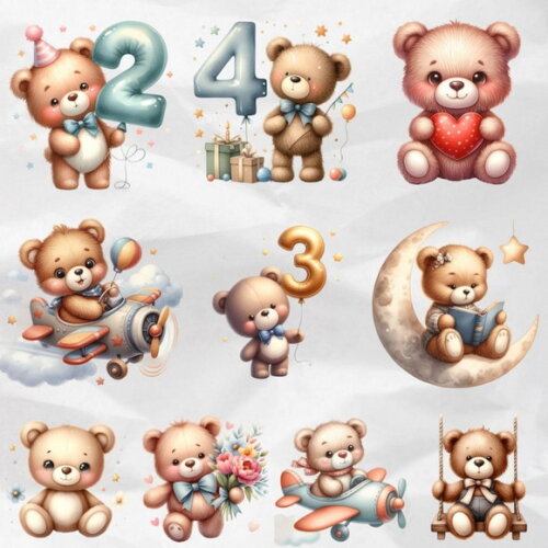 Kit Digital Ursinho Mesversário - Teddy Bears (ddm)
