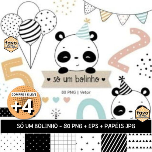 Kit Digital Ursinho Panda - Só Um Bolinho