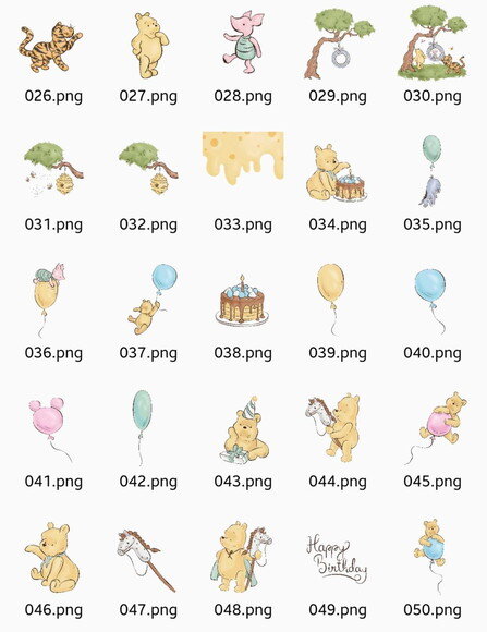 Kit Digital Ursinho Pooh Vintage Png Premium