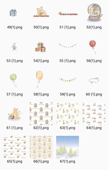 Kit Digital Ursinho Pooh Vintage Natal Png Premium