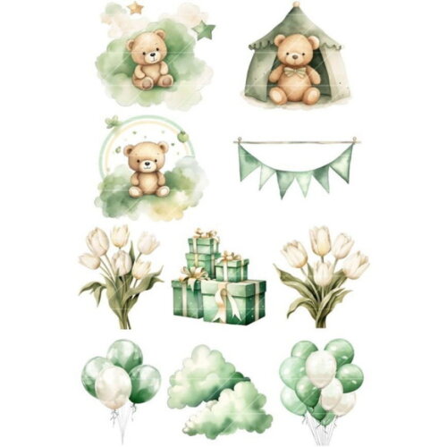 Kit Digital Ursinho Verde Aquarela | Teddy Bear (bd)