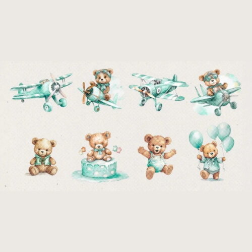 Kit Digital Ursinho Verde Aquarela Premium - Green Baby Bear