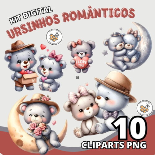 Kit Digital Ursinhos Românticos - Cute Bears In Love
