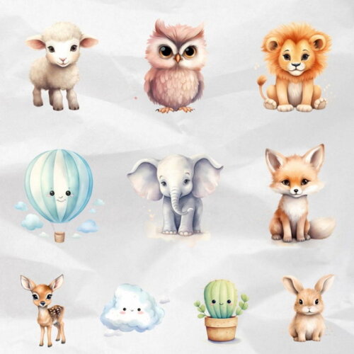 Kit Digital Ursinhos Safari Baby Aquarela (pague 1 Leve +4)