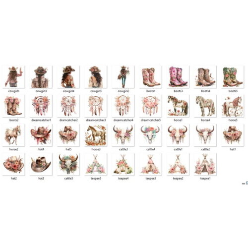 Kit Digital Velho Oeste Country Cowgirl Aquarela Premium
